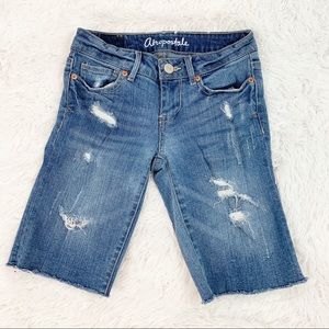 Aeropostale distressed raw hem Bermuda jean shorts